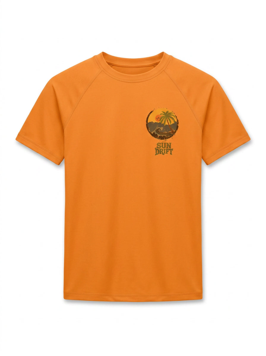 Sun Drift in-stock tee orange front view