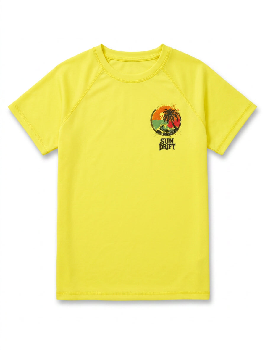 Sun Drift in-stock tee yellow front view